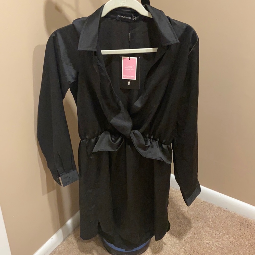Front Knot Satin Mini Dress